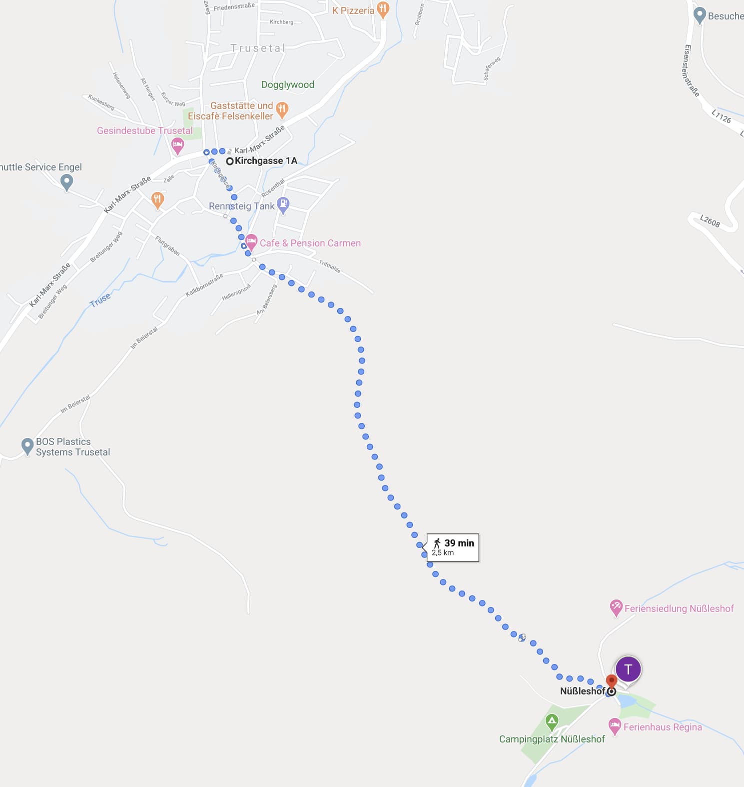 Karte: Von Trusetal zum Nüßleshof